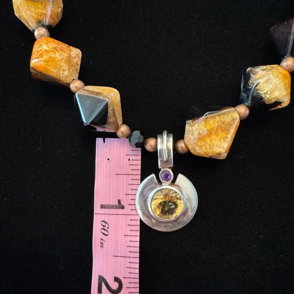 NWOT Beaded Necklace with Sterling Silver Citrine Pendant - Picture 8 of 8